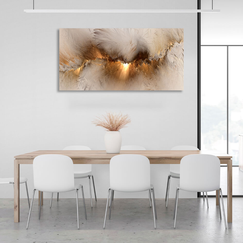 Abstraction in light gray and gold Canvas Wall Art Print