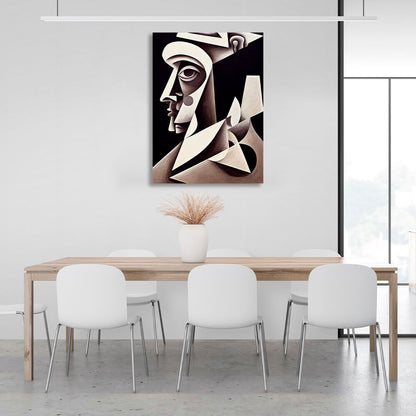 Gray portrait abstract cubism Canvas Wall Art Print