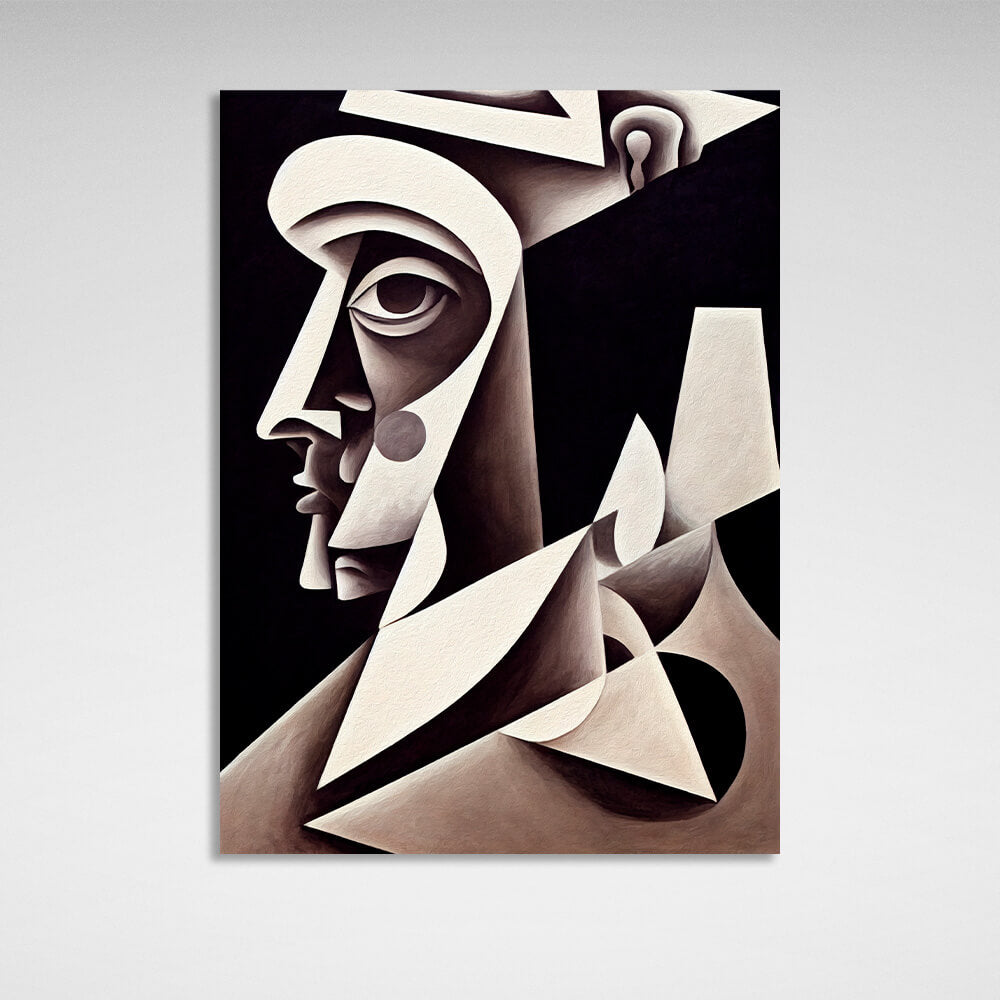 Gray portrait abstract cubism Canvas Wall Art Print