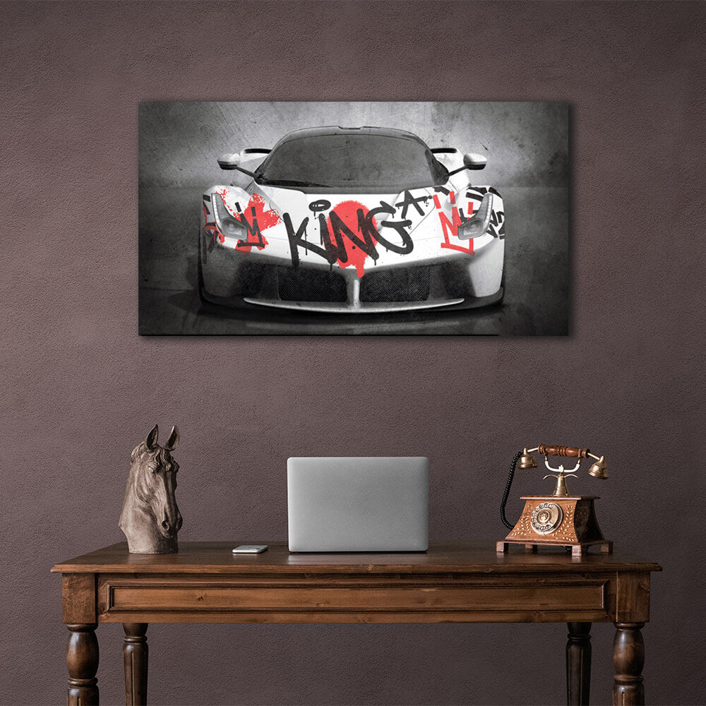 To motivate Graffiti king Ferrari Mercedes Motivational Canvas Wall Art Print