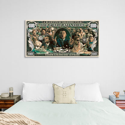 100 dolars Wolf of Wall Street Inspirational Canvas Wall Art Print