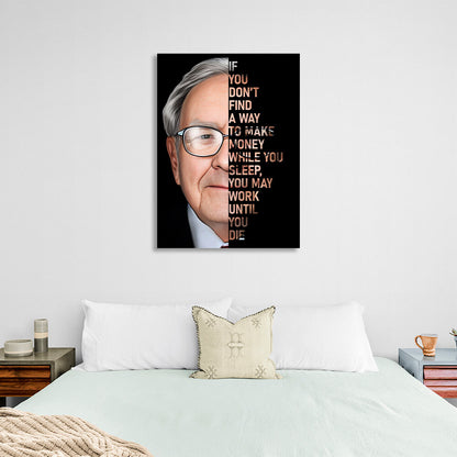 Warren Buffett quote in English Motivational Canvas Wall Art Print