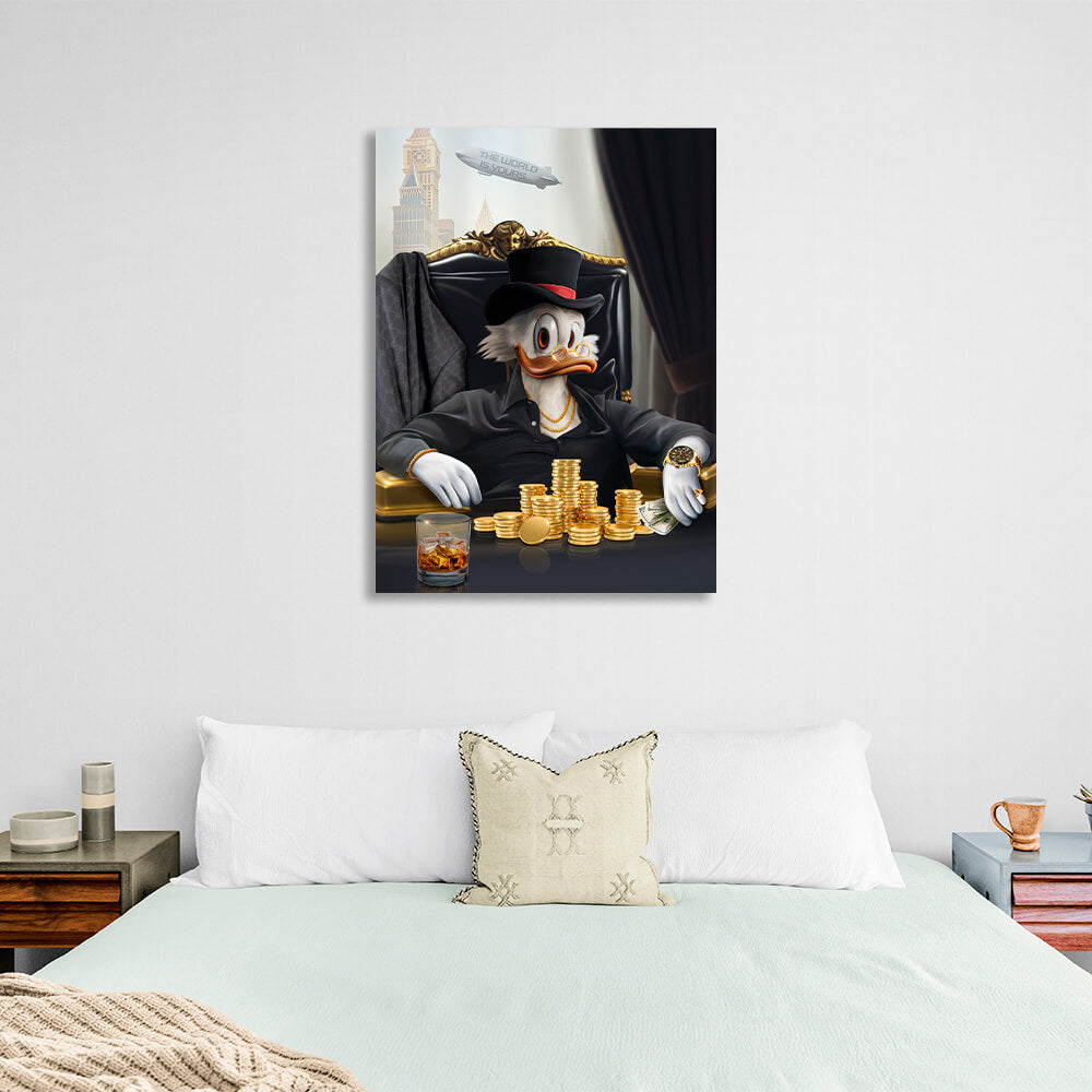 Scrooge in the study The world belongs to you Inspirational Canvas Wall Art Print