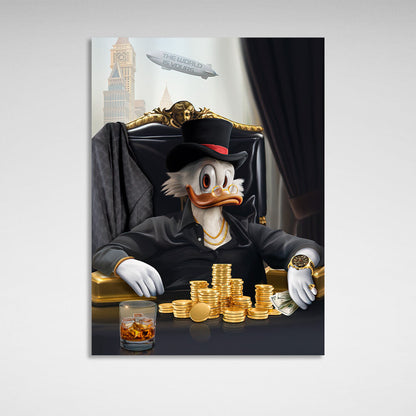 Scrooge in the study The world belongs to you Inspirational Canvas Wall Art Print