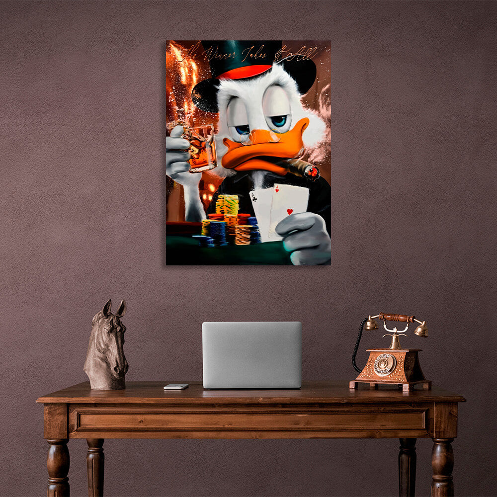 Scrooge. Winner takes all Inspirational Canvas Wall Art Print