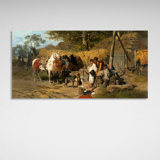 Reproduction Jozef Brant Kozak and the Girl Reproduction Canvas Wall Art Print