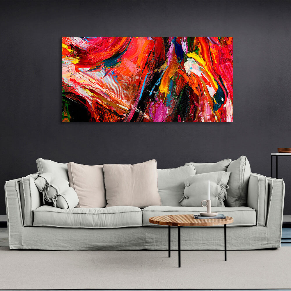 Abstraction red pink pink black blue Abstraction Canvas Wall Art Print