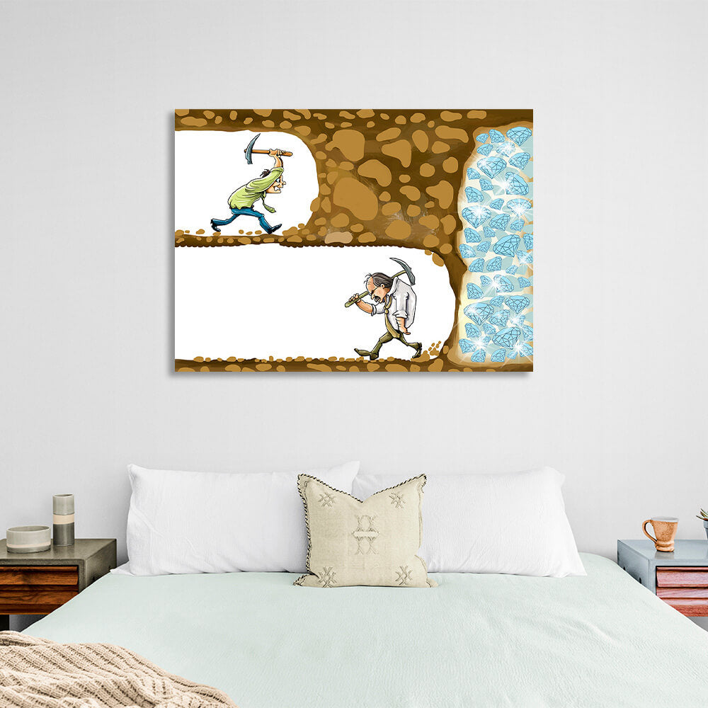 Two miners Motivational Canvas Wall Art Print