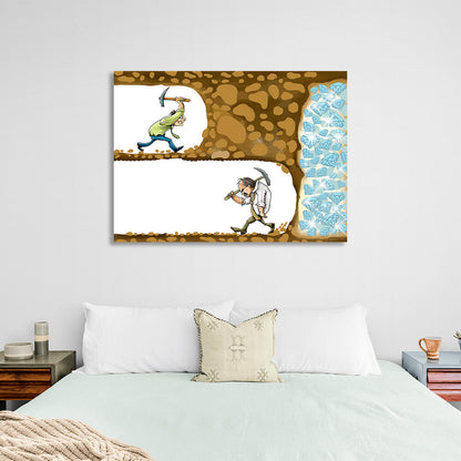 Two miners Motivational Canvas Wall Art Print