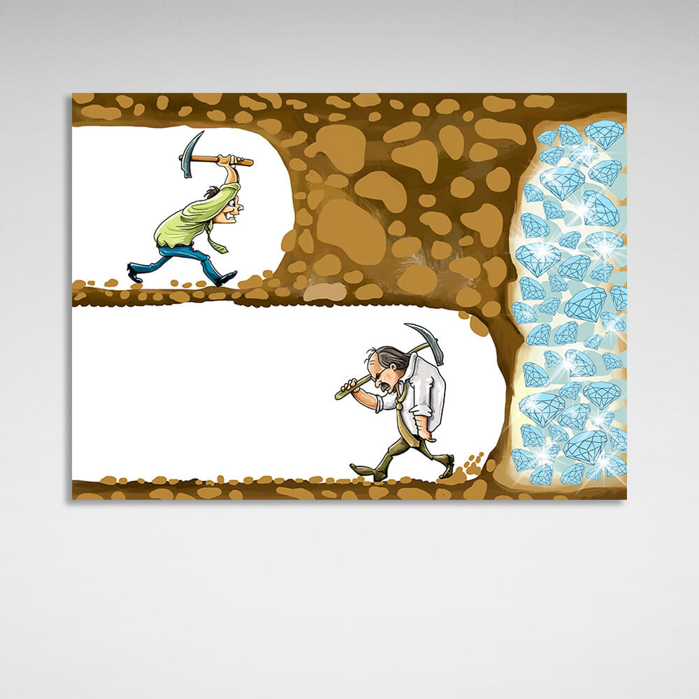 Two miners Motivational Canvas Wall Art Print