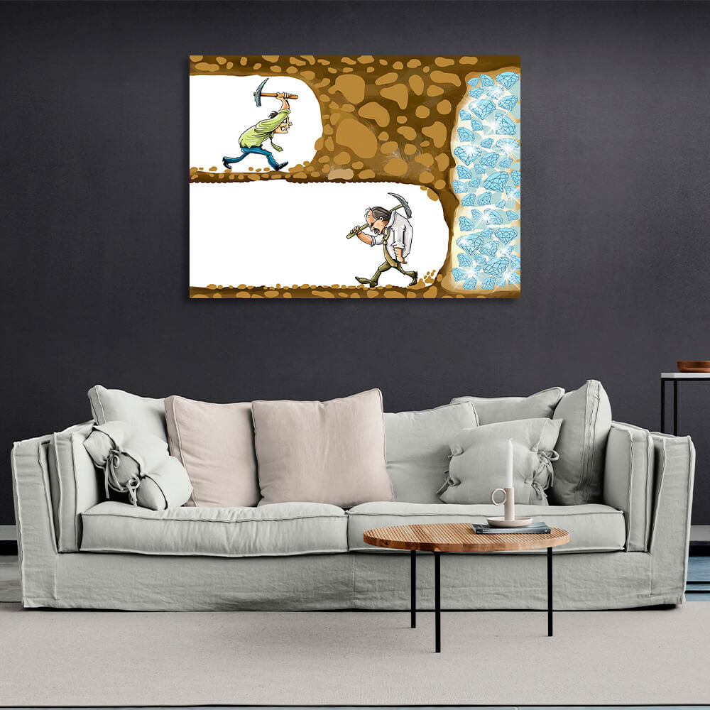 Two miners Motivational Canvas Wall Art Print