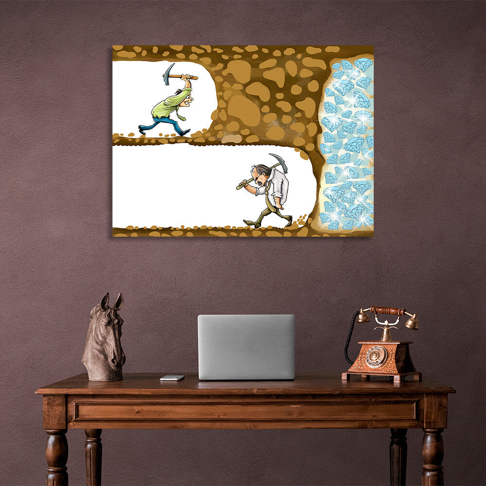 Two miners Motivational Canvas Wall Art Print