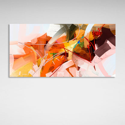 Abstraction brush masks in orange beige yellow colors Abstraction Canvas Wall Art Print