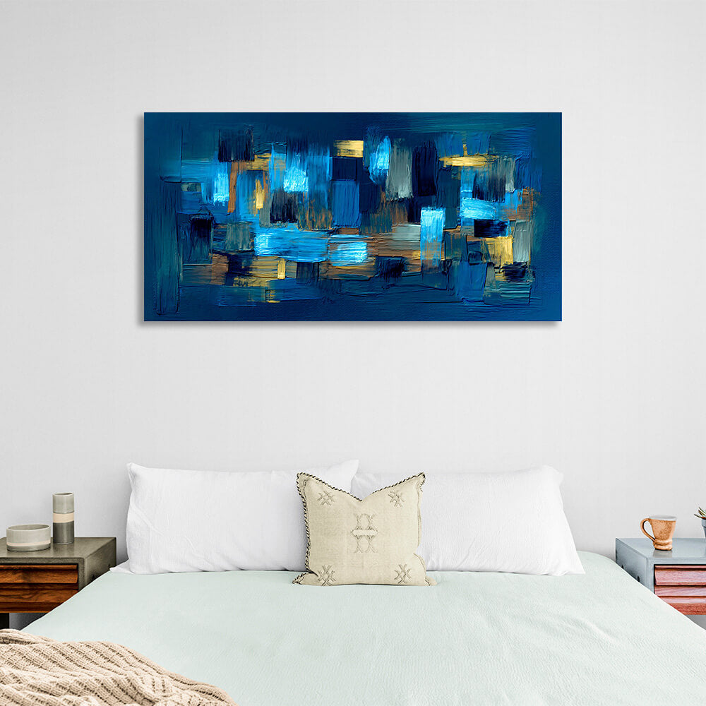 Abstraction blue yellow blue Abstraction Canvas Wall Art Print