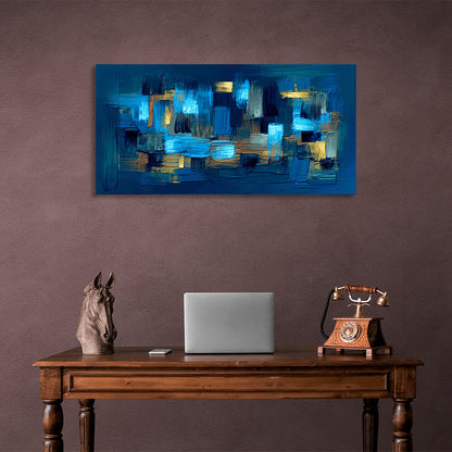 Abstraction blue yellow blue Abstraction Canvas Wall Art Print