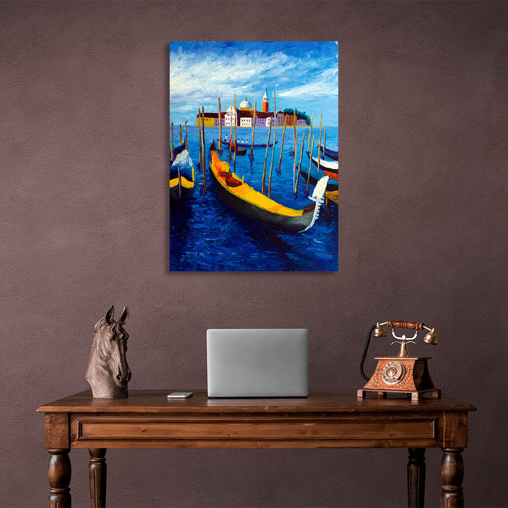 Boats in the blue sea Canvas Wall Art Print