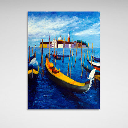 Boats in the blue sea Canvas Wall Art Print