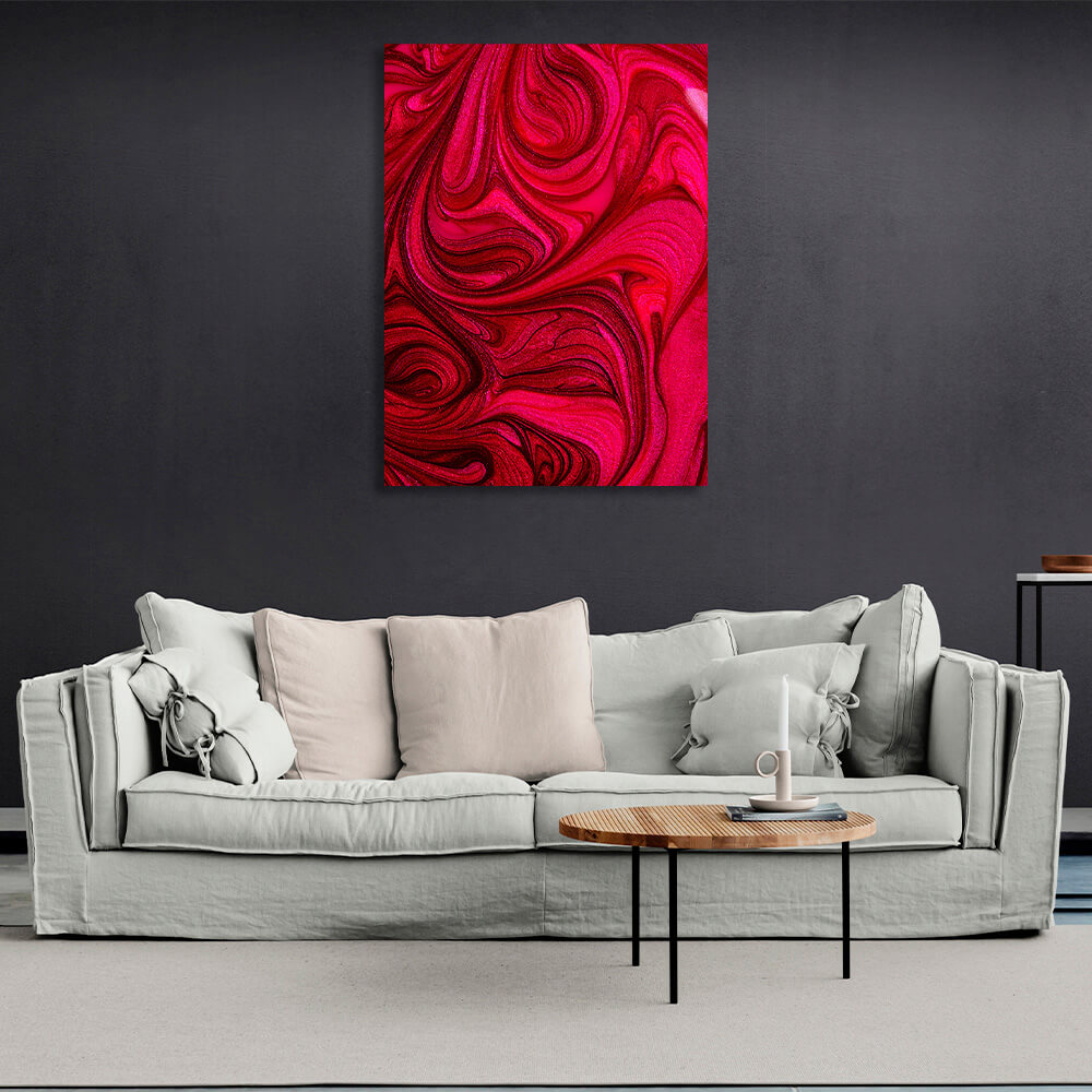 Abstraction in red pink and black Abstraction Canvas Wall Art Print