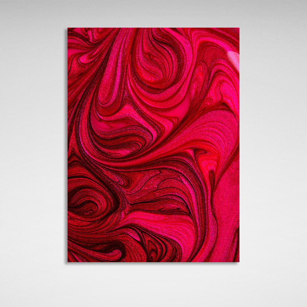 Abstraction in red pink and black Abstraction Canvas Wall Art Print