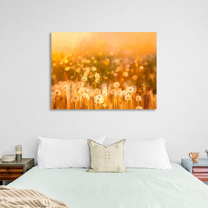 Abstract field of dandelions Canvas Wall Art Print