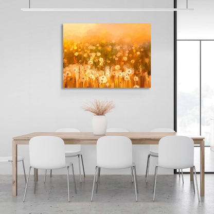 Abstract field of dandelions Canvas Wall Art Print