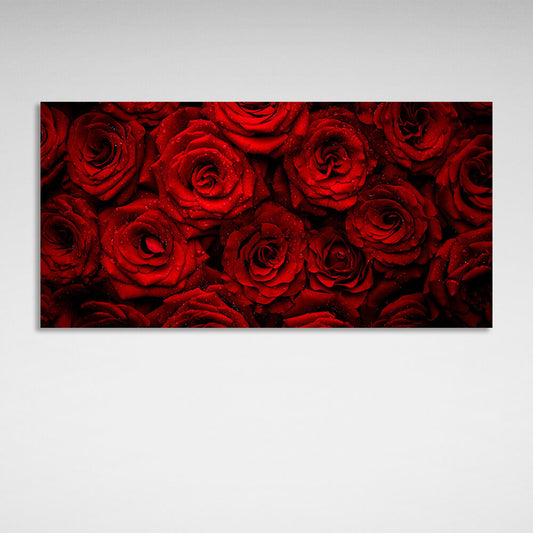 Red roses with water drops Canvas Wall Art Print