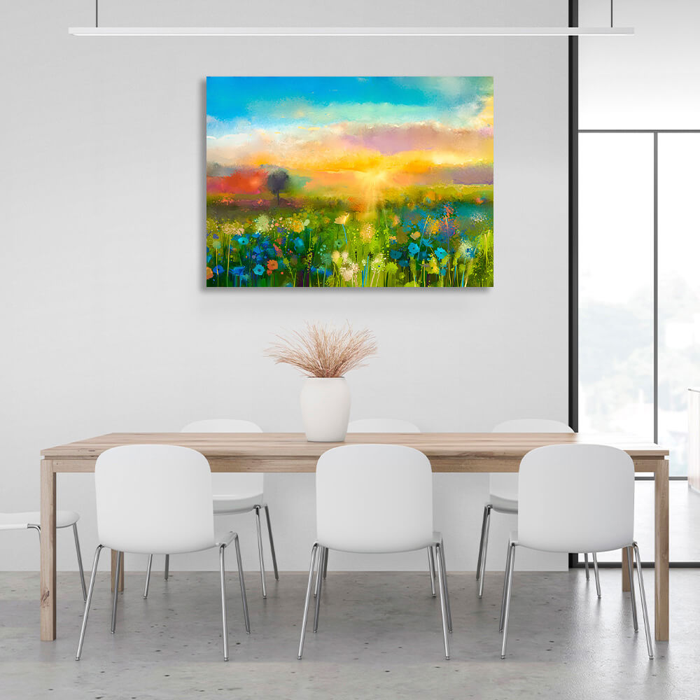 Wildflowers at sunrise Canvas Wall Art Print