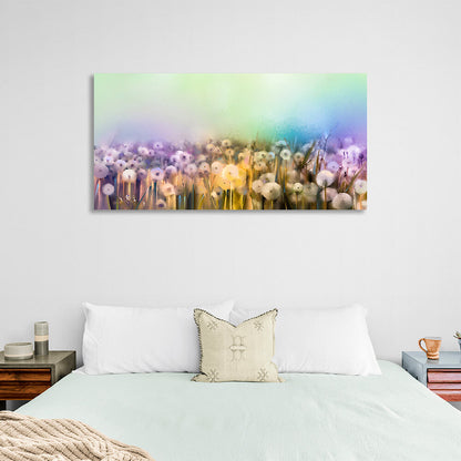 Dandelions on a tri-color background Canvas Wall Art Print