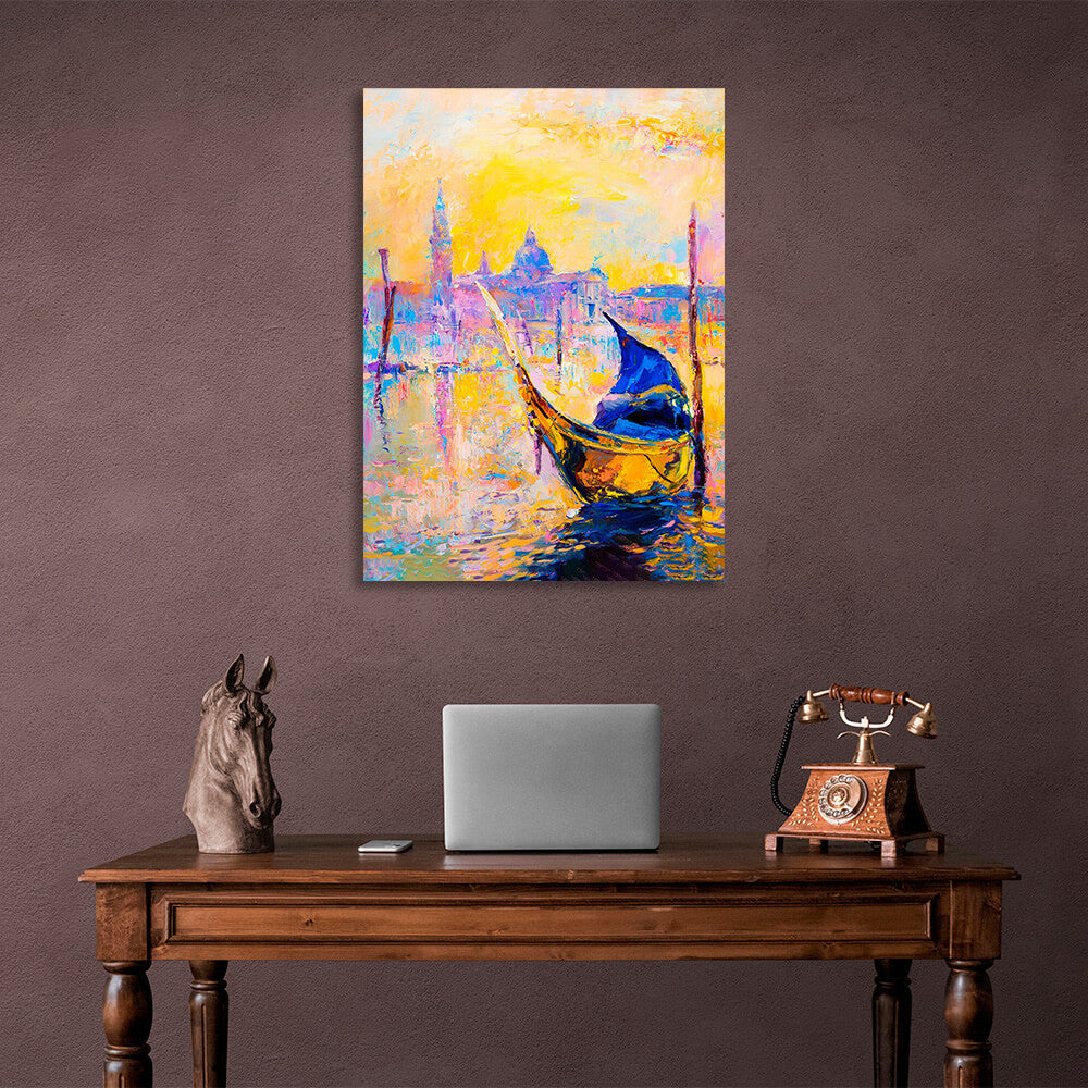 Abstract boat at sea Canvas Wall Art Print