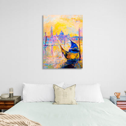 Abstract boat at sea Canvas Wall Art Print