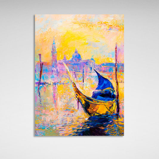 Abstract boat at sea Canvas Wall Art Print