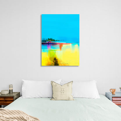 Abstraction In blue and yellow Abstraction Canvas Wall Art Print