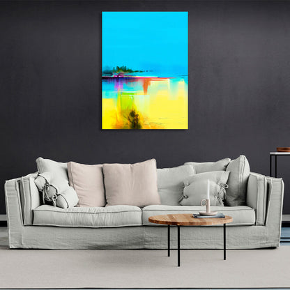 Abstraction In blue and yellow Abstraction Canvas Wall Art Print