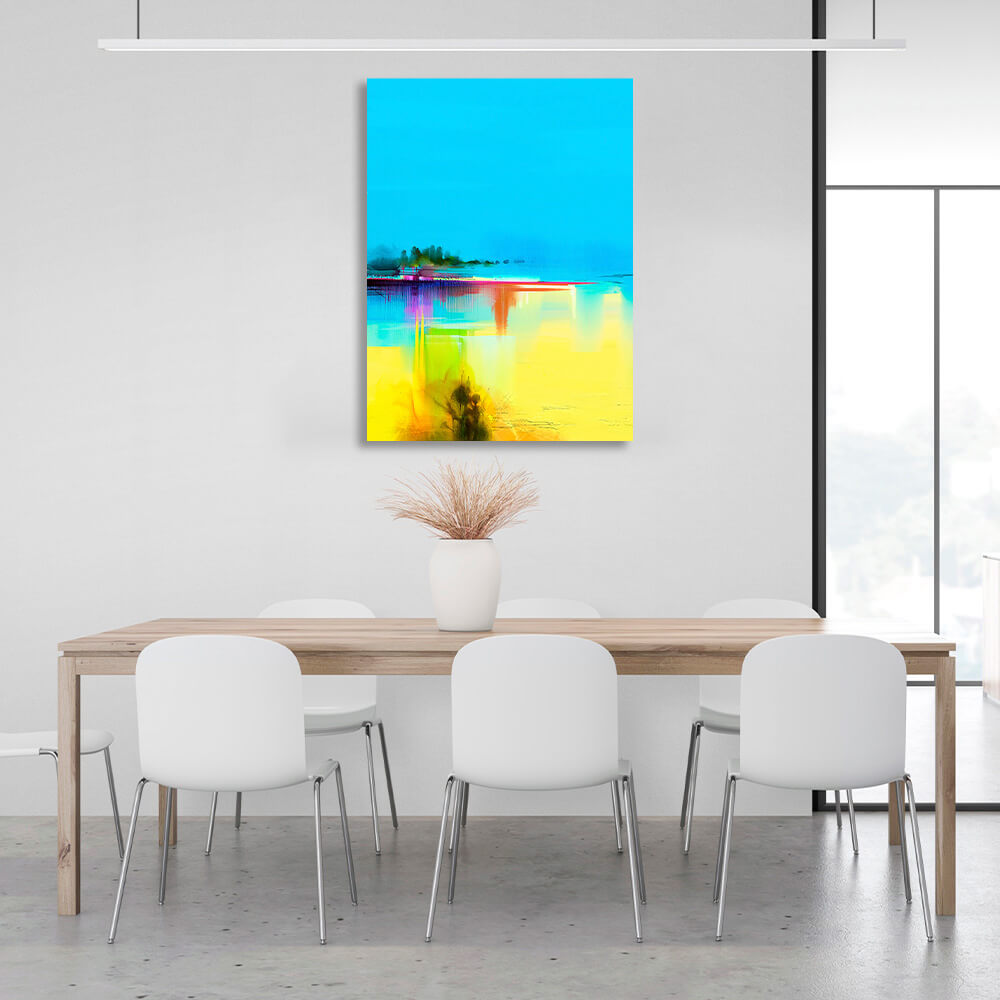 Abstraction In blue and yellow Abstraction Canvas Wall Art Print