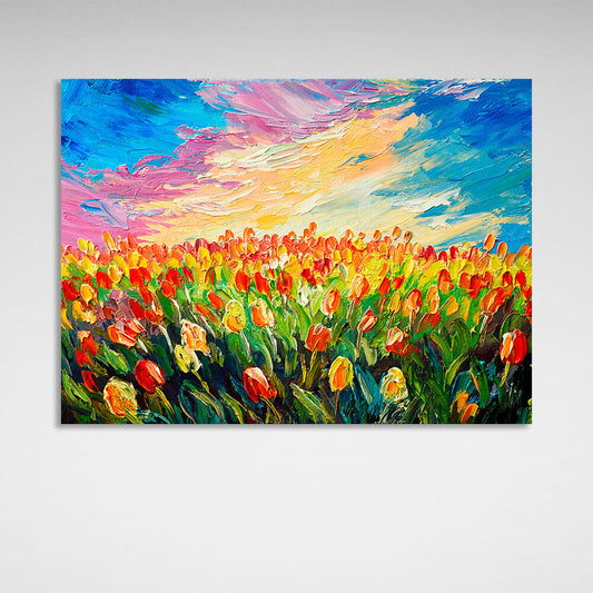 Field of tulips imitation pattern Canvas Wall Art Print