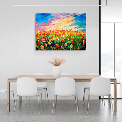 Field of tulips imitation pattern Canvas Wall Art Print