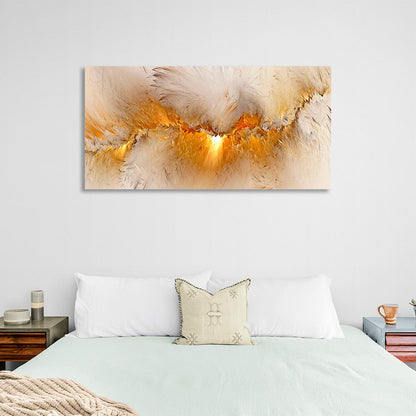 White abstract with a bright yellow glow Abstraction Canvas Wall Art Print