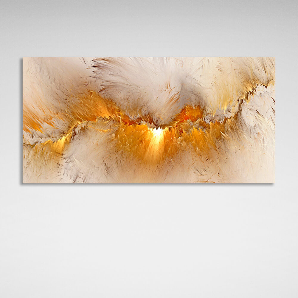 White abstract with a bright yellow glow Abstraction Canvas Wall Art Print