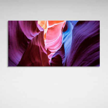 Abstraction in orange blue-violet and yellow Abstraction Canvas Wall Art Print