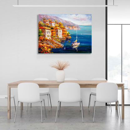 A town by the sea Canvas Wall Art Print