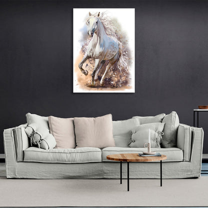 White horse art Canvas Wall Art Print