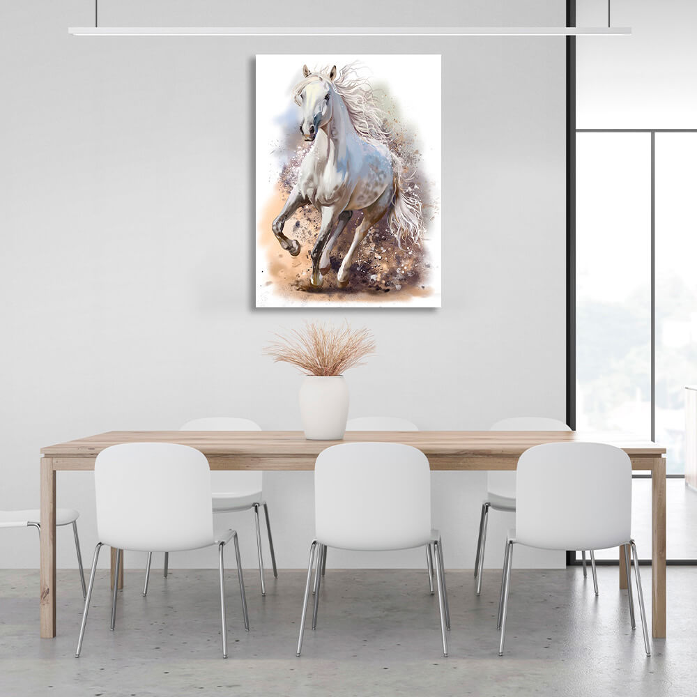 White horse art Canvas Wall Art Print