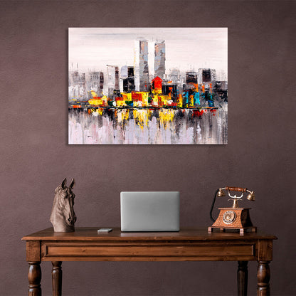 Abstraction imitation drawing of a big city Canvas Wall Art Print