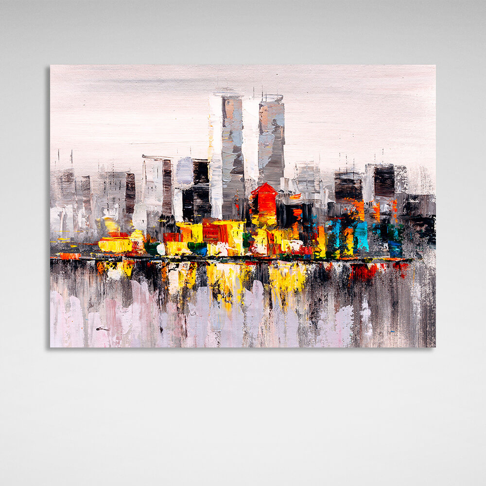 Abstraction imitation drawing of a big city Canvas Wall Art Print