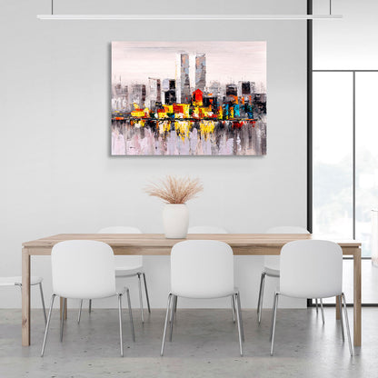 Abstraction imitation drawing of a big city Canvas Wall Art Print