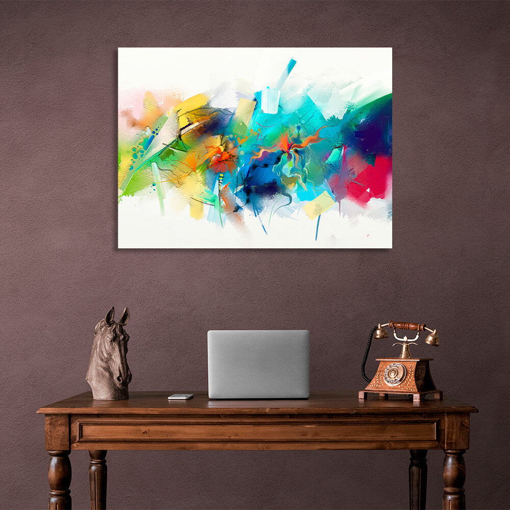 Abstraction rainbow colors on a white background Abstraction Canvas Wall Art Print