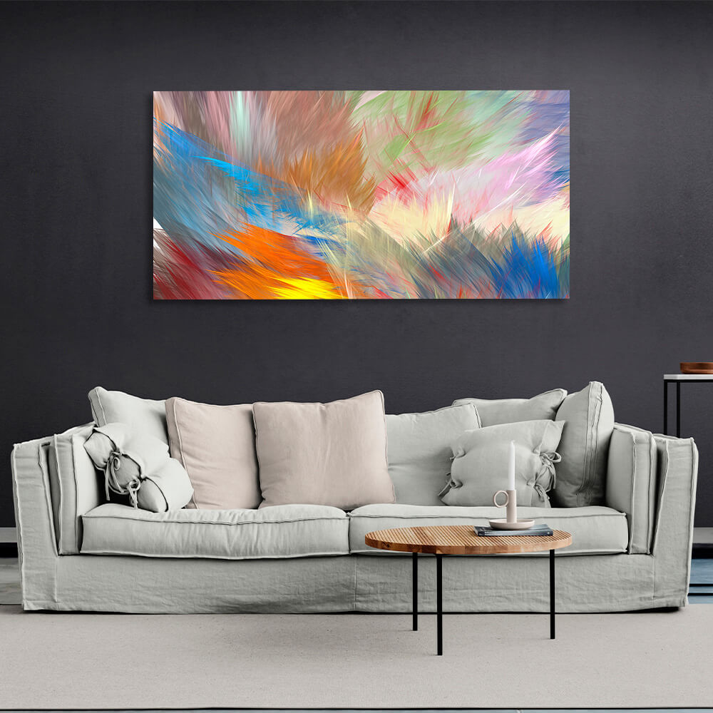 Abstraction rainbow feathers Canvas Wall Art Print