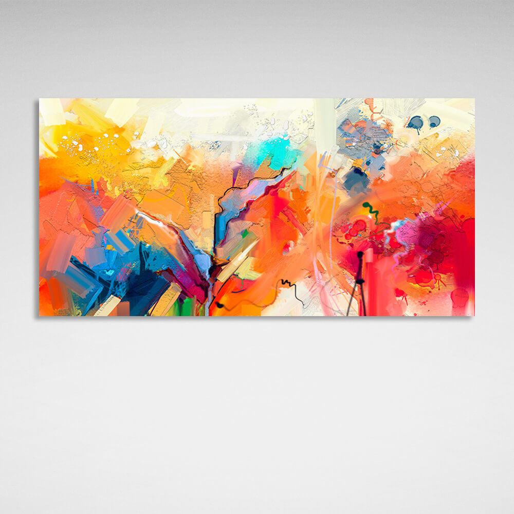 Abstraction red blue yellow Abstraction Canvas Wall Art Print