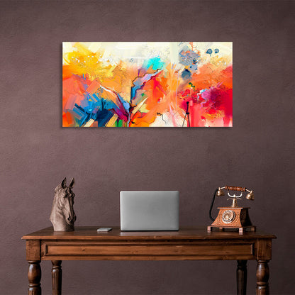 Abstraction red blue yellow Abstraction Canvas Wall Art Print