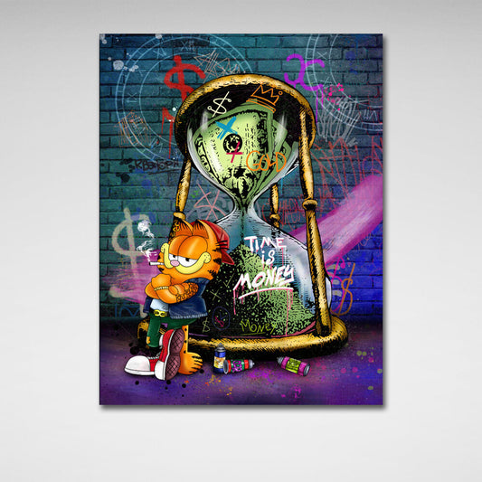 For motivation Time money Garfield Motivational Canvas Wall Art Print